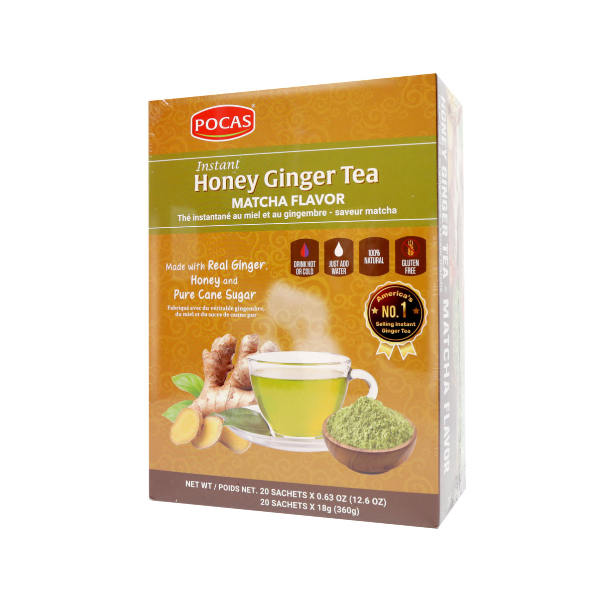 Pocas Instant Honey Ginger Tea Matcha Flavor 20 Sachets 12.6 Oz (360 g