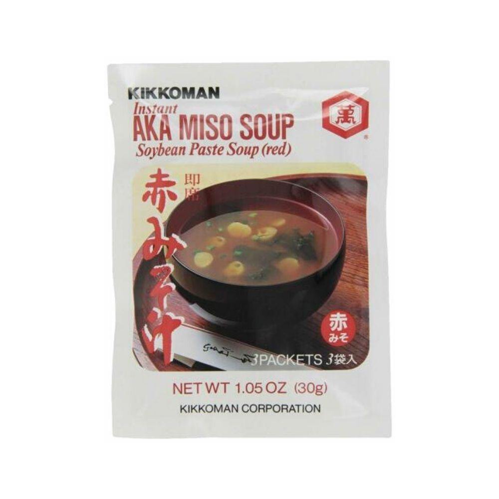 KIKKOMAN Instant Japanese AKA Miso Soup | Soybean Paste Soup (Red) 1.05 Oz (30 g) - CoCo Island Mart
