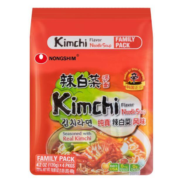 Nongshim Kimchi Korean Instant Noodle Soup 4 PACKS 16.93 Oz (480 g) - 辣白菜汤面 - CoCo Island Mart