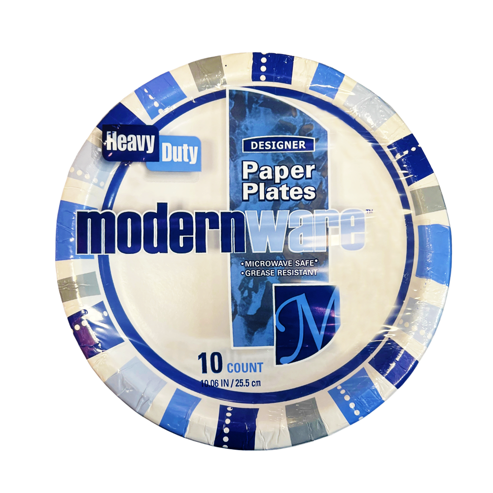 MODERNWARE Designer Paper Plates Heavy Duty 10CT 10.06in 25.5cm