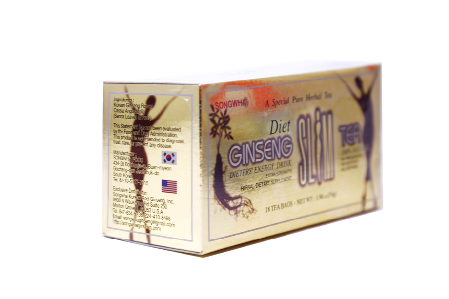 Songwha Diet Ginseng Slim Tea – 3 Boxes, 18 Tea Bags Each, Caffeine Free, Korean Herbal, Extra Strength