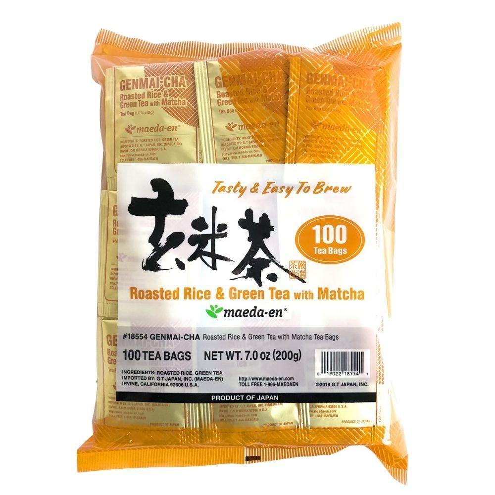Maeda-en Roasted Rice and Green Tea with Matcha - Genmaicha 100 Tea Bags 7.0 Oz (200 g) - CoCo Island Mart