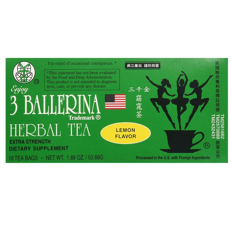 3 BALLERINA TEA DIETERS DRINK EXTRA STRENGTH LEMON FLAVOR 18 tea