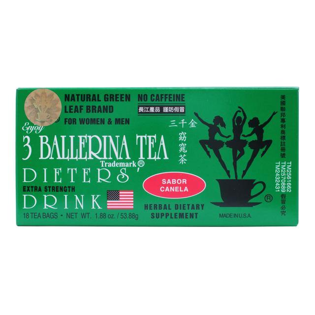 3 BALLERINA Herbal Tea Dieters Drink Extra Strength Cinnamon Flavor 18 Tea Bags 1.88 Oz (53.88 g) - CoCo Island Mart