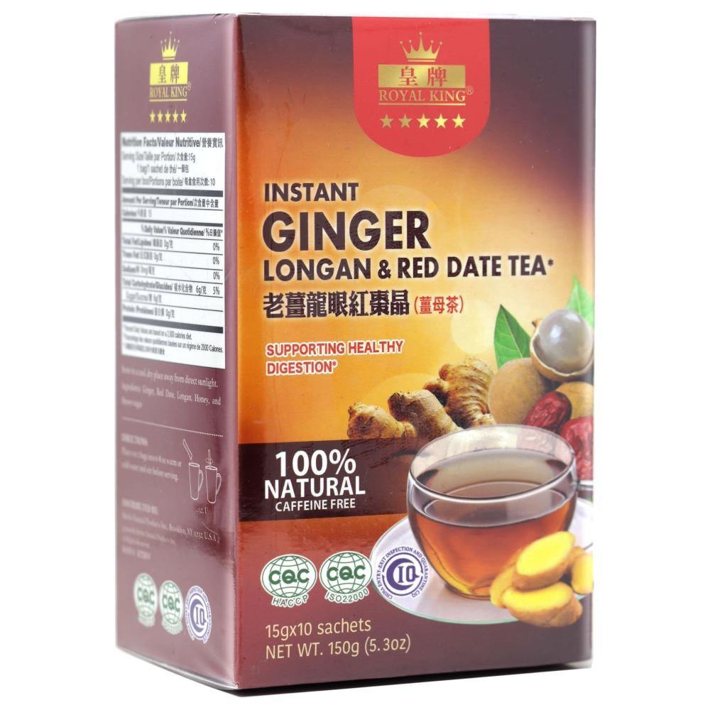 Royal King Instant Ginger Longan and Red Date Tea 10 Sachets 5.3 Oz (150 g) - 皇牌老姜龙眼红枣晶 150 g - CoCo Island Mart