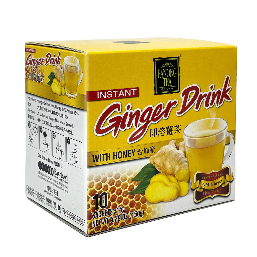 Ranong Tea Instant Honey Ginger Drink 10 Sachets 5.29 Oz (150 g) - 即溶姜茶 含蜂蜜 150 克 - CoCo Island Mart