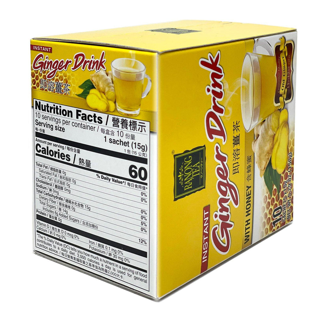 Ranong Tea Instant Honey Ginger Drink 10 Sachets 5.29 Oz (150 g) - 即溶姜茶 含蜂蜜 150 克 - CoCo Island Mart