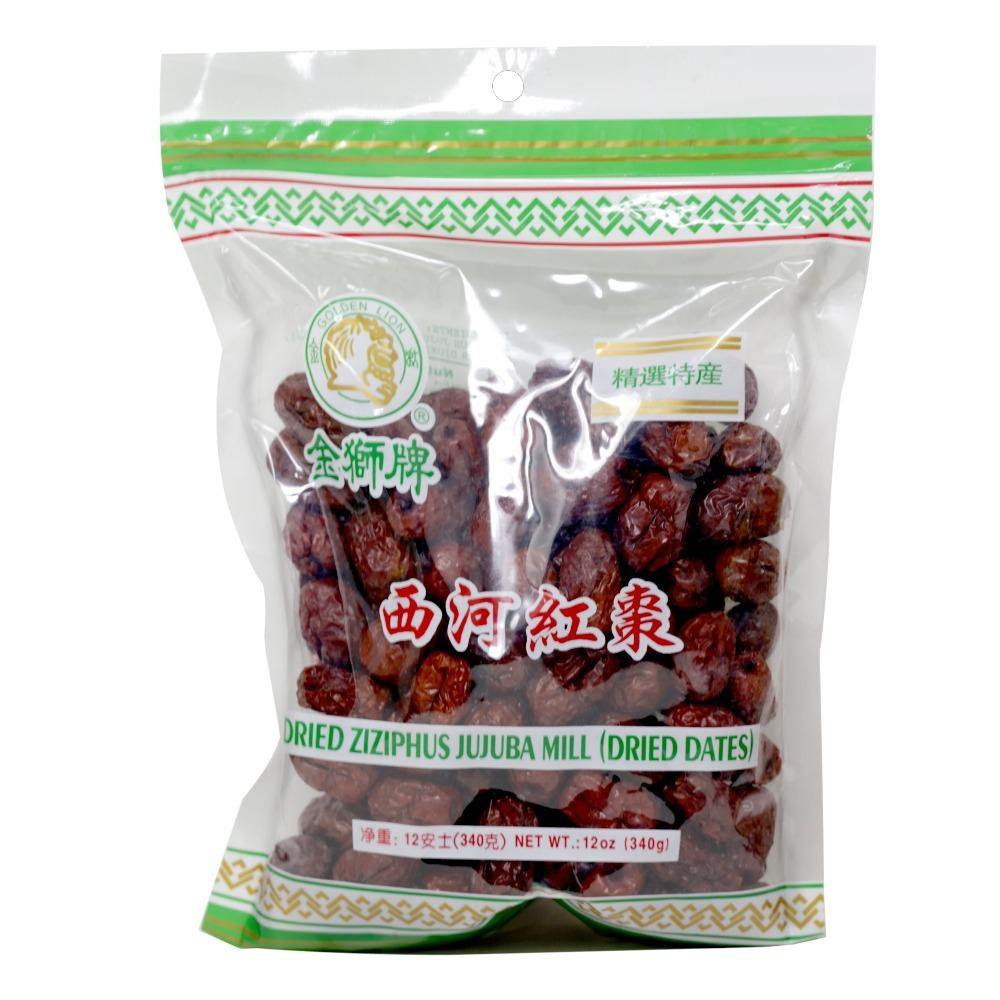 Golden Lion Dried Dates | Jujuba Mill 12 Oz (340 g) - 金獅牌西河红枣 12 Oz - CoCo Island Mart