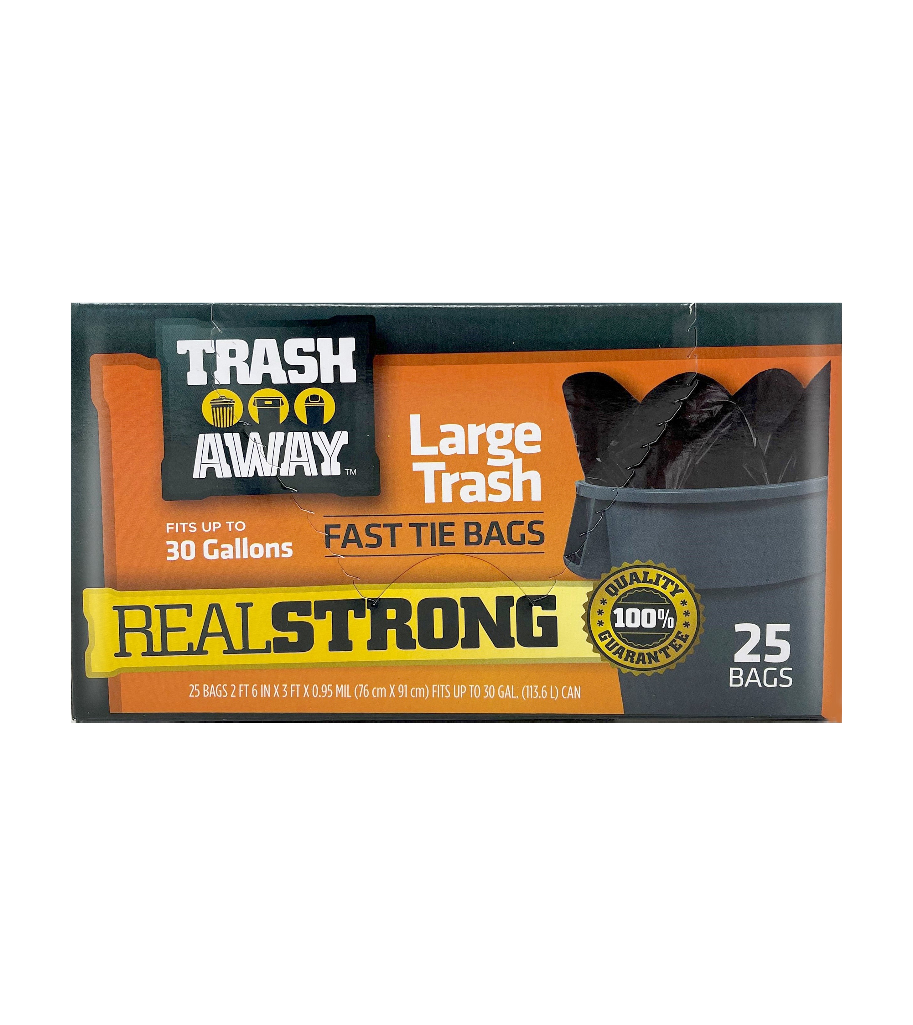 Trash Away Fast Tie Trash Bags (25 ct, 30 Gallons) - Black