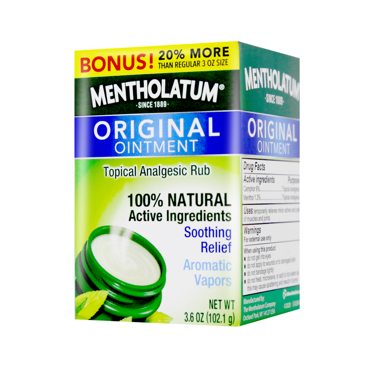 Mentholatum Original Ointment Tropical Analgesic Rub 3.6 Oz (102 g ...