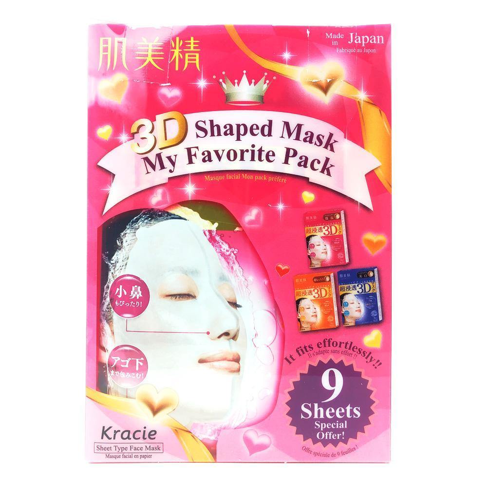 Kracie Hadabisei 3D Shaped Face Mask My Favorite Pack - 9 Sheets - CoCo Island Mart