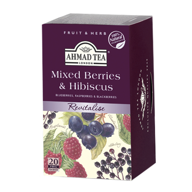 Ahmad Tea Mixed Berries & Hibiscus Herbal Tea 20 Tea Bags 1.40 Oz (40 g) - CoCo Island Mart