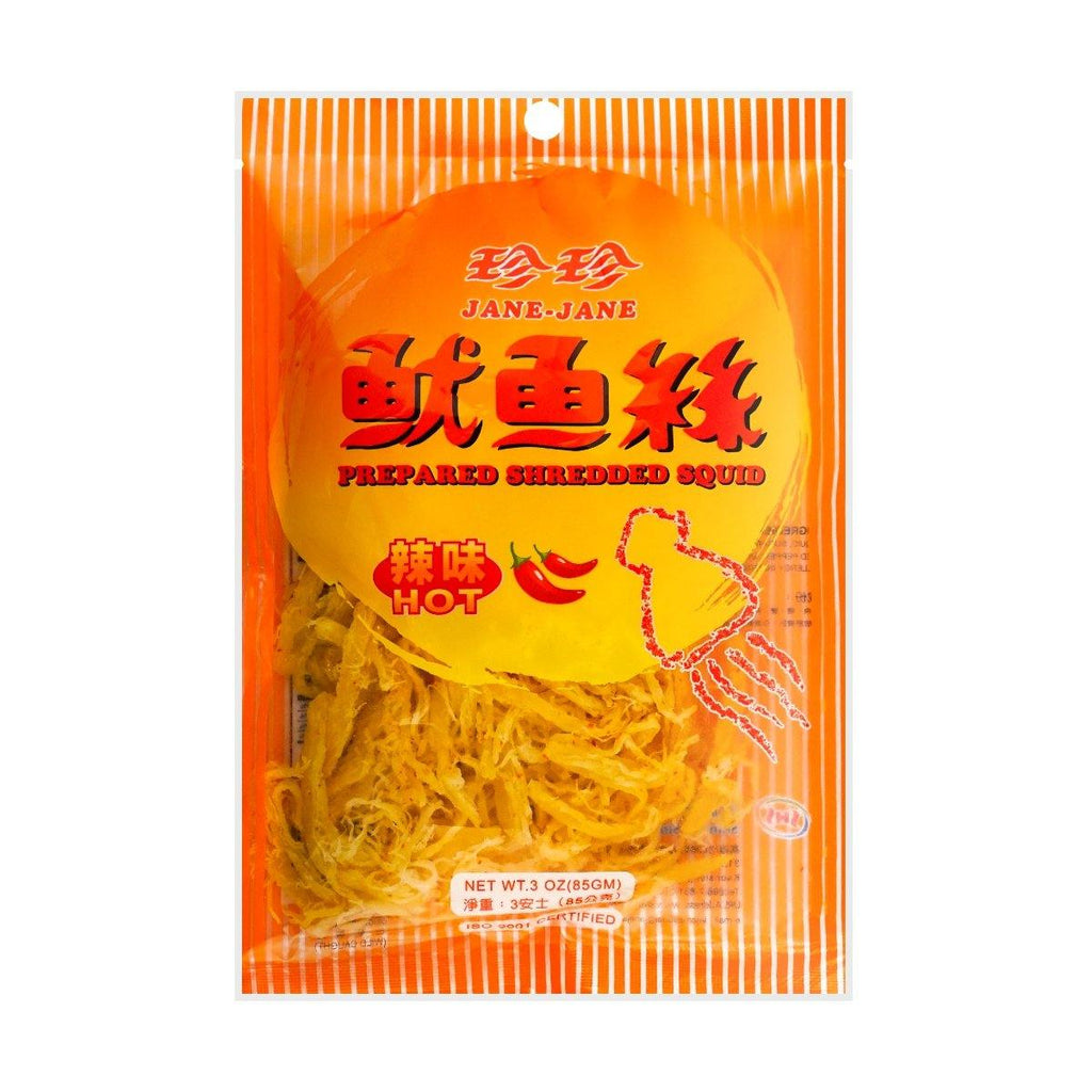 Jane Jane Dried Prepared Spicy Shredded Squid 3 Oz (85 g) - 珍珍鱿鱼丝 3 Oz - CoCo Island Mart