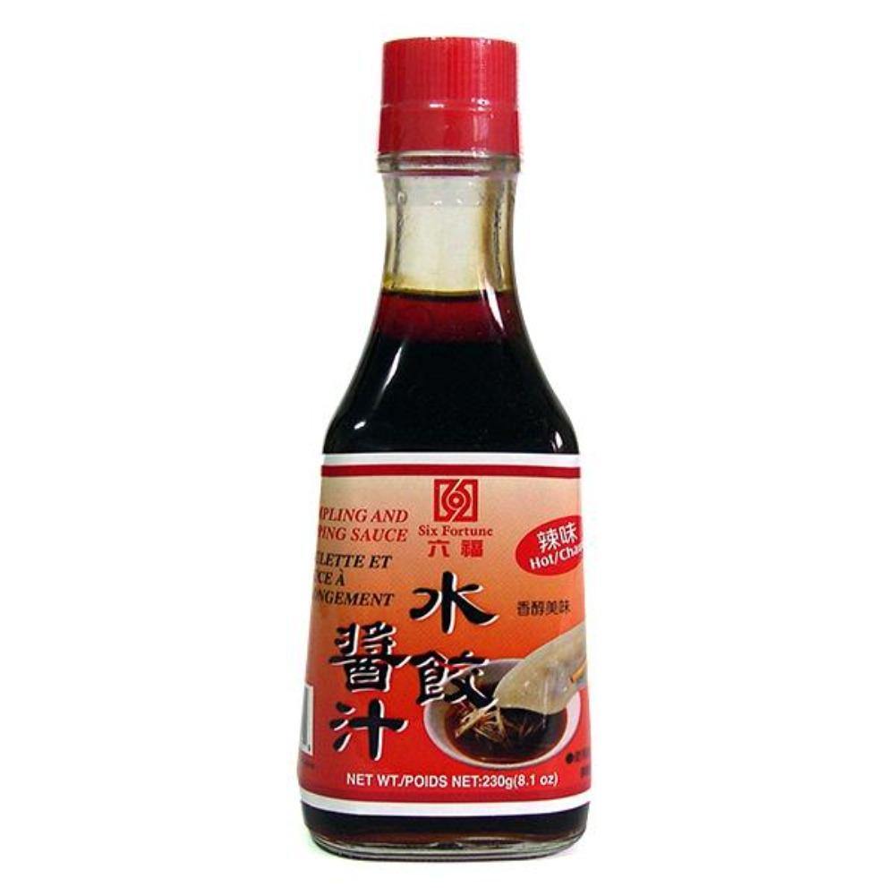 Six Fortune Hot Spicy Dumpling and Dipping Sauce | Black Vinegar in Chili Oil 6.42 FL Oz (190 mL) - 六福水饺酱汁辣味 - CoCo Island Mart