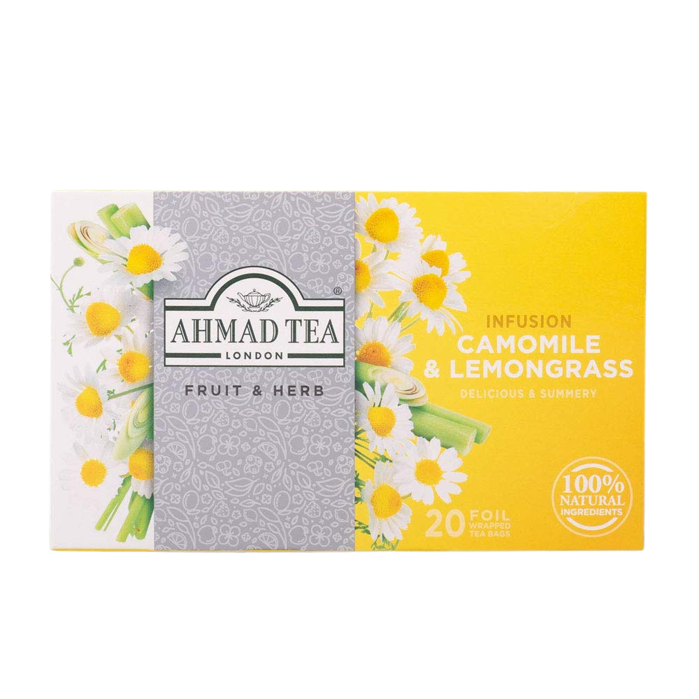 Ahmad Tea Infusion Camomile & Lemongrass Tea 20 Foil Wrapped Tea Bags 1.10 Oz (30 g) - CoCo Island Mart